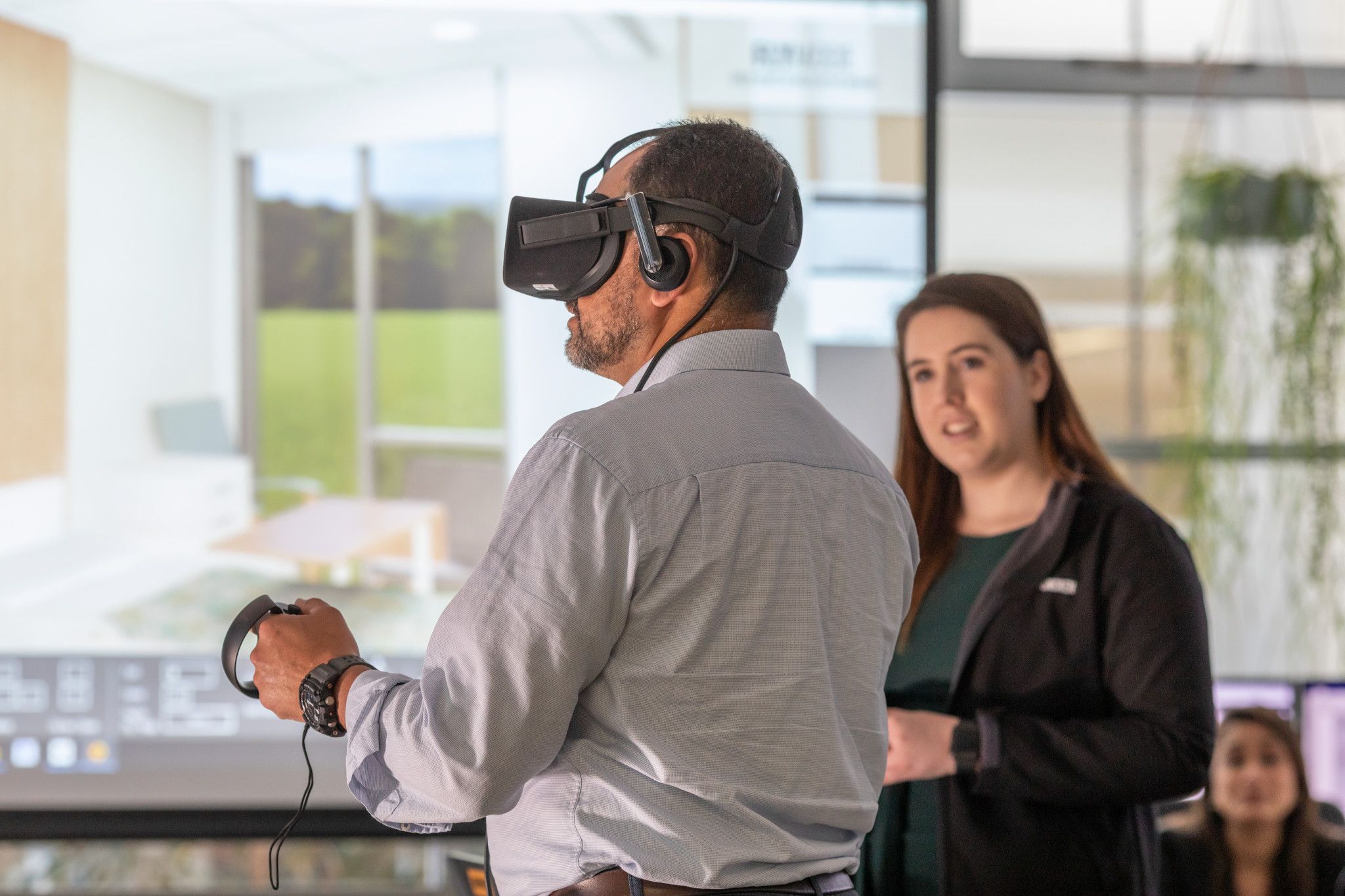 Man wearing VR goggles