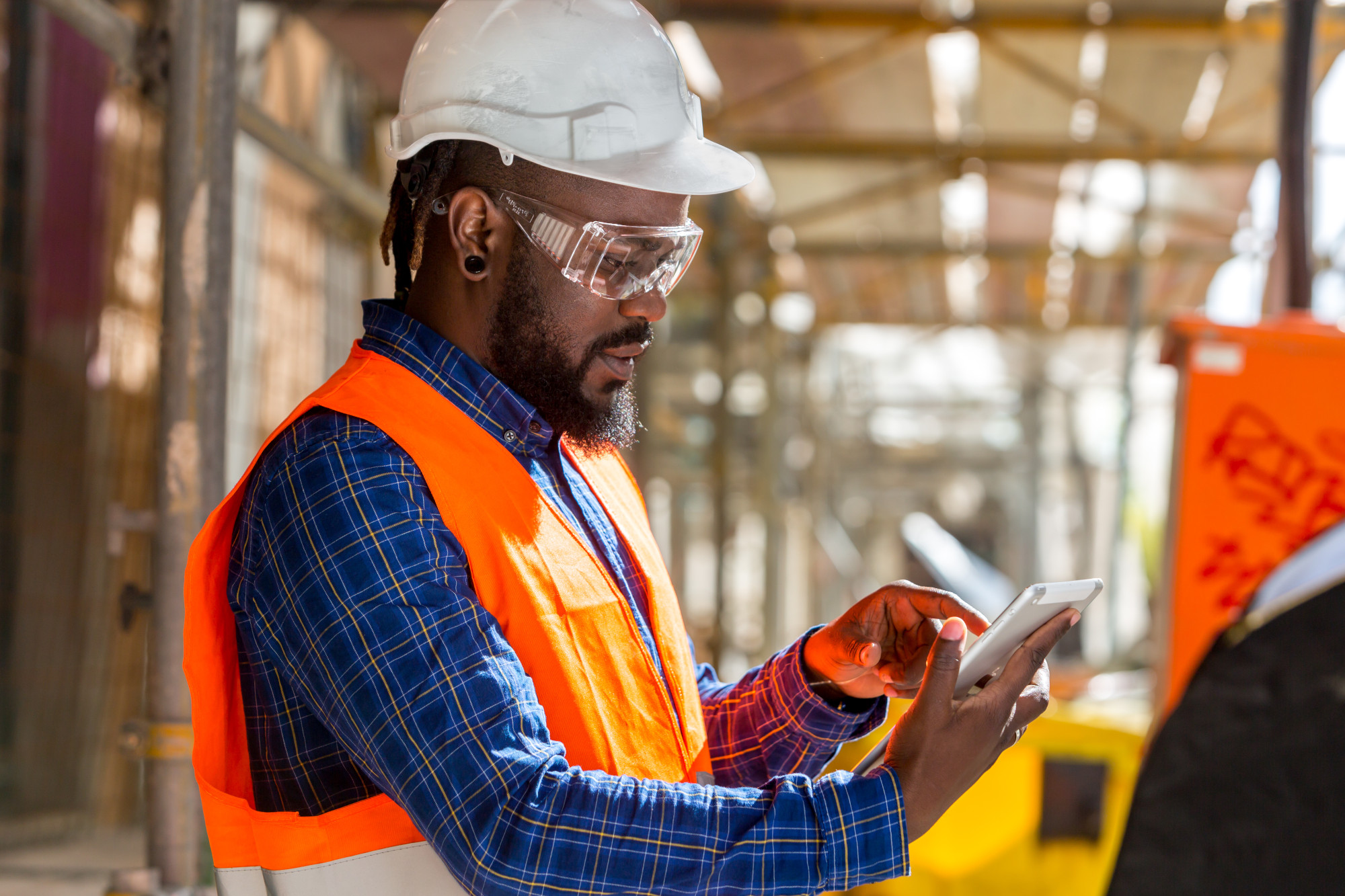 African american engineer at construction site