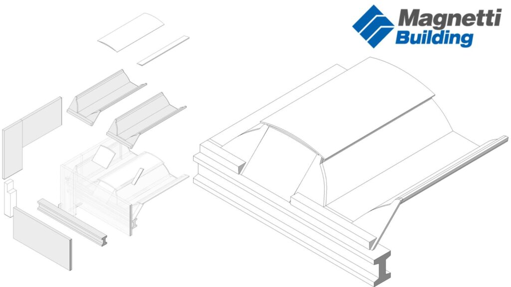 Sample configuration of roofing precast elements.