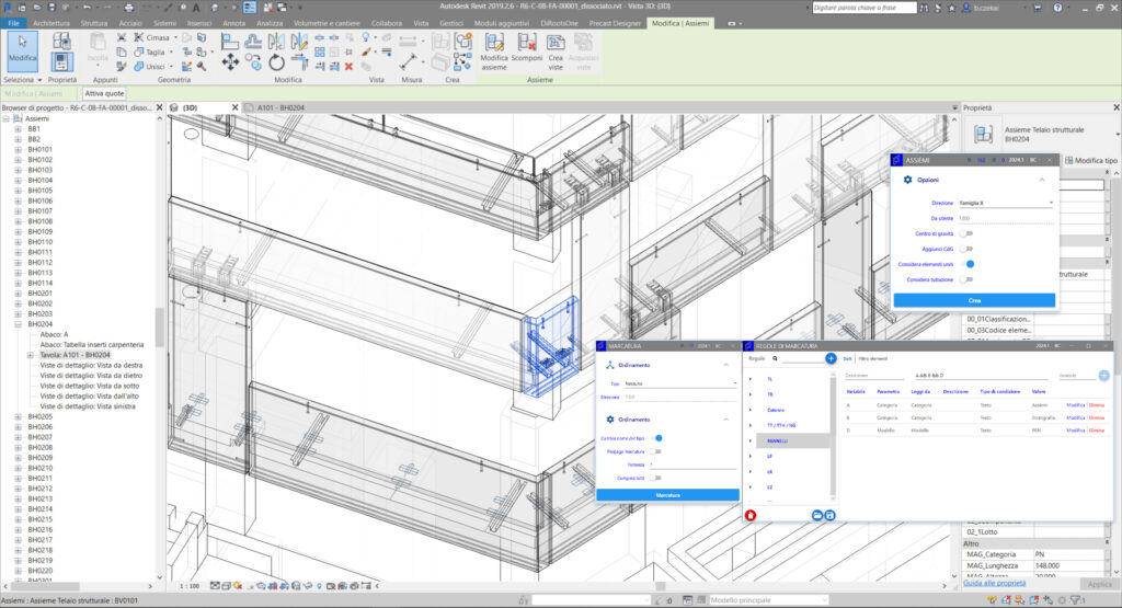 Screenshot of precast assemblies settings