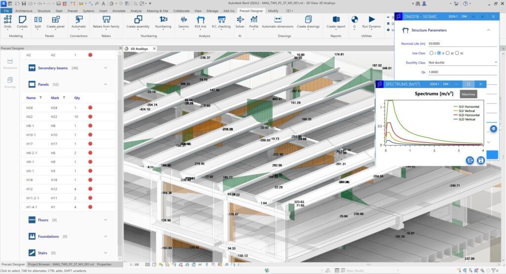 Screenshot of structural analysis results in Revit