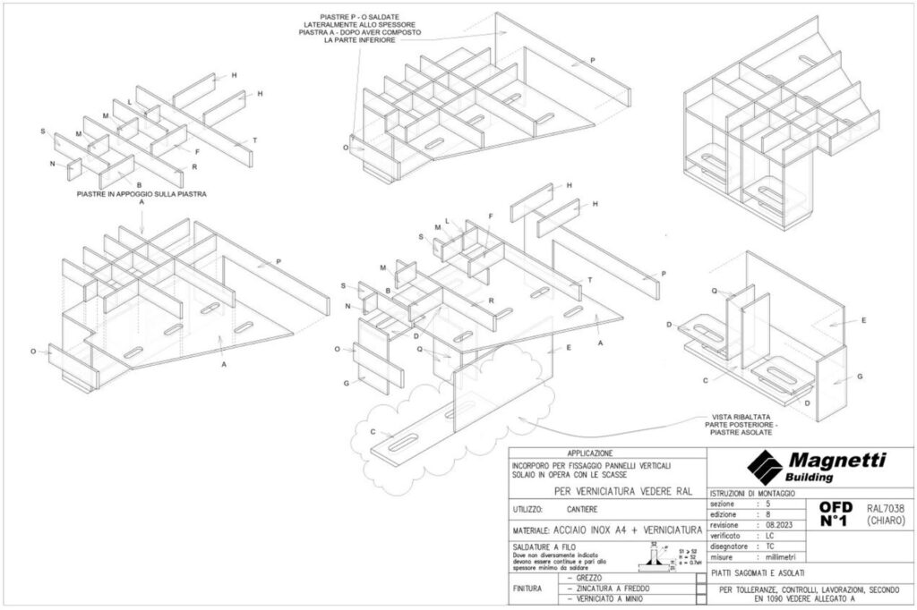 Screenshot of connection pieces drawing