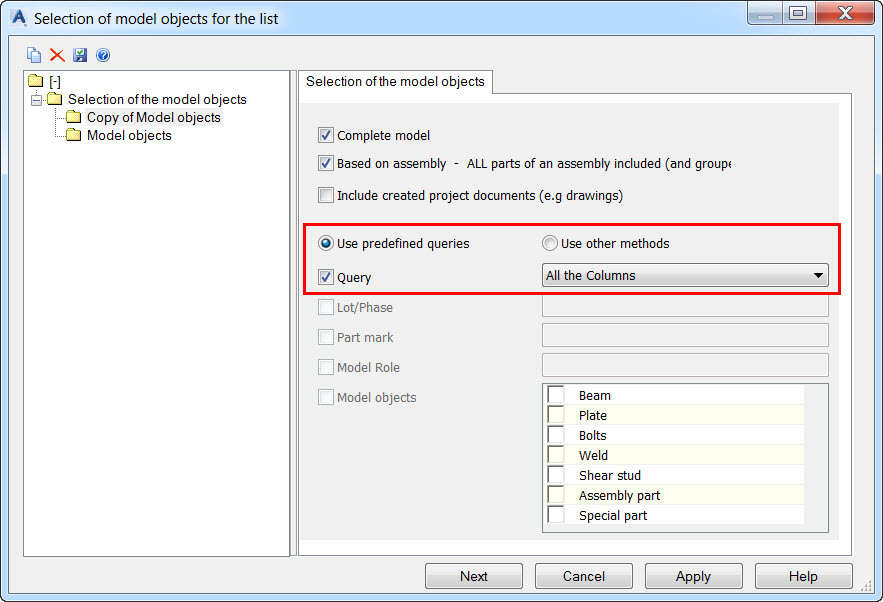 Advance Steel tip on creating a BOM query