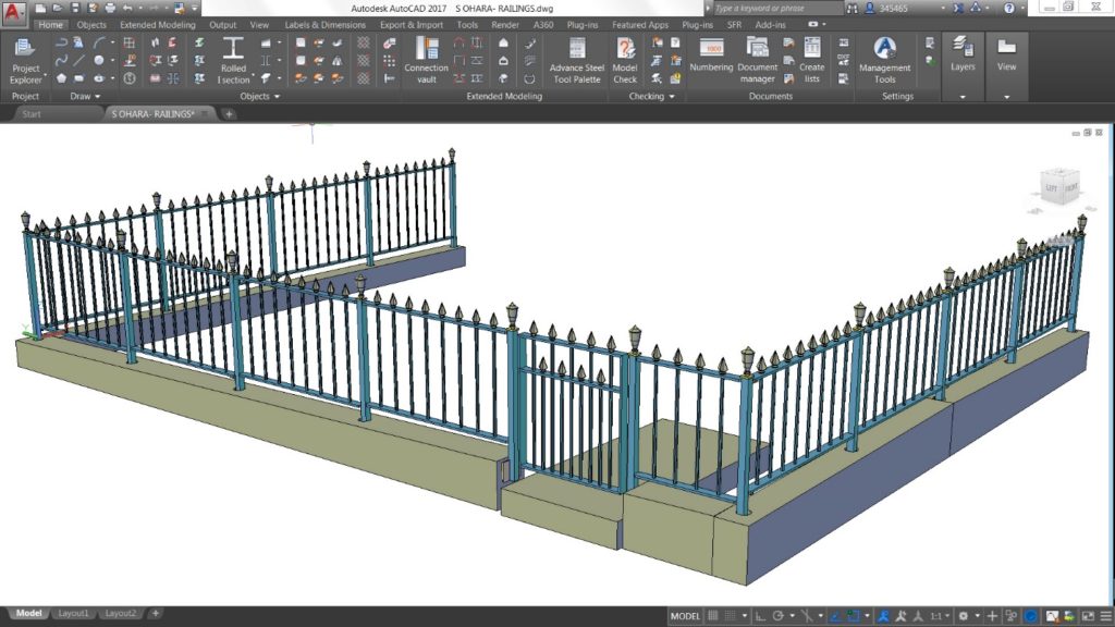 Advance Steel railings model