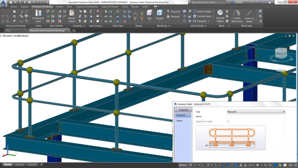 Advance Steel 2018 - Prefabricated handrail