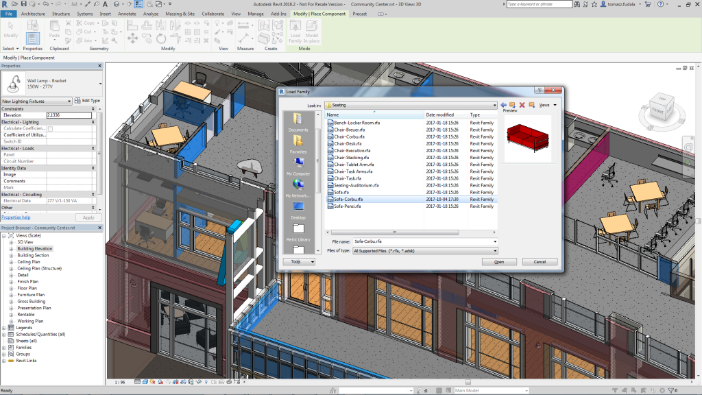 Revit 2018.2 remembers location of last family loaded