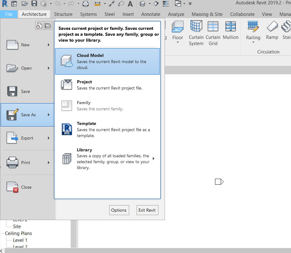 Dialog showing Cloud models for Revit