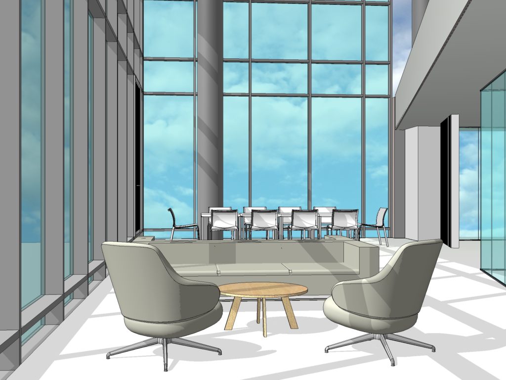 Officeproject use of Revit for interior design rendering