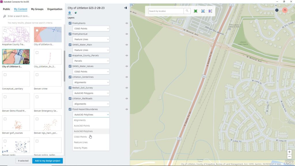 Autodesk Connector for ArcGIS in Civil 3D