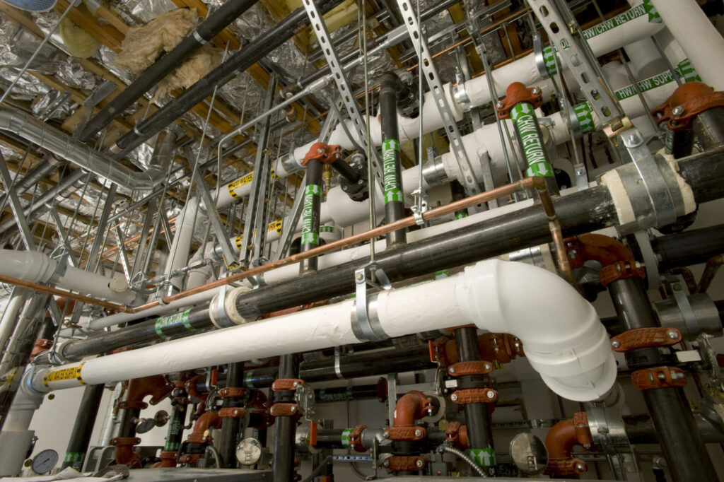 mechanical, electrical, and plumbing pipes and cables