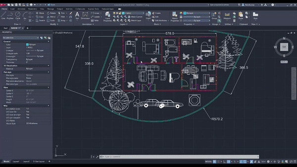 AutoCAD drawing using native BIM elements.