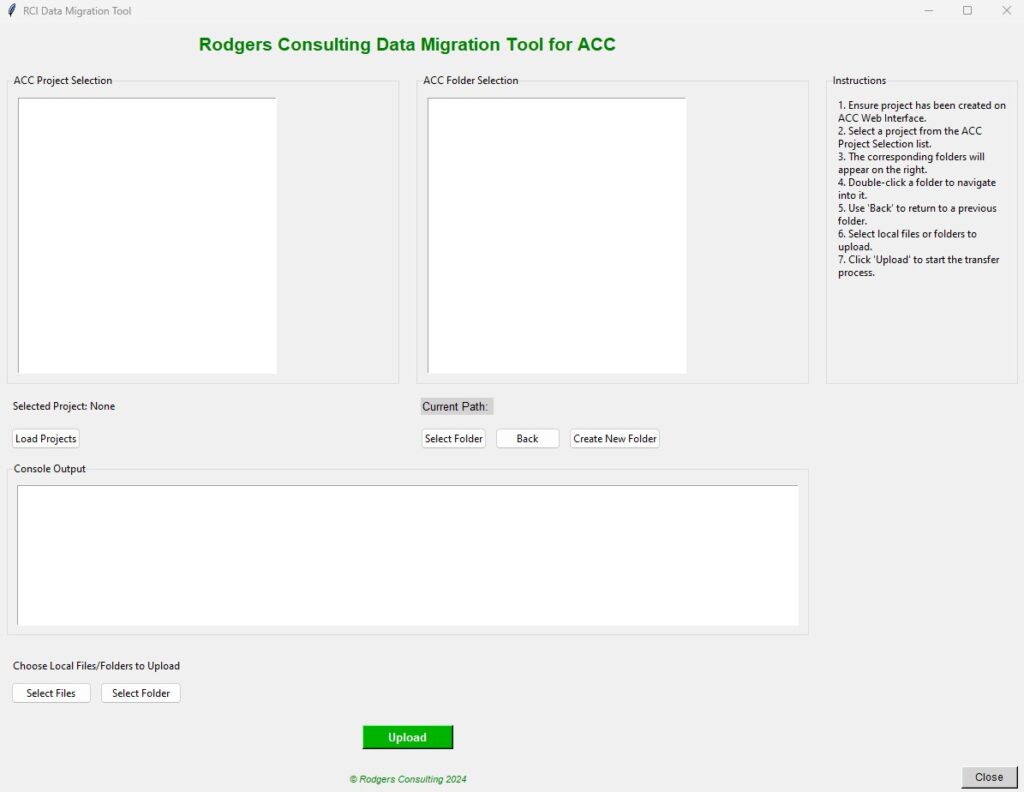 Screenshot of Rodgers Consulting Local Application