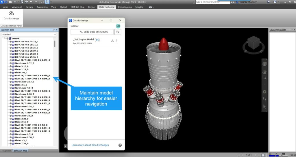 Screenshot of model hierarchy