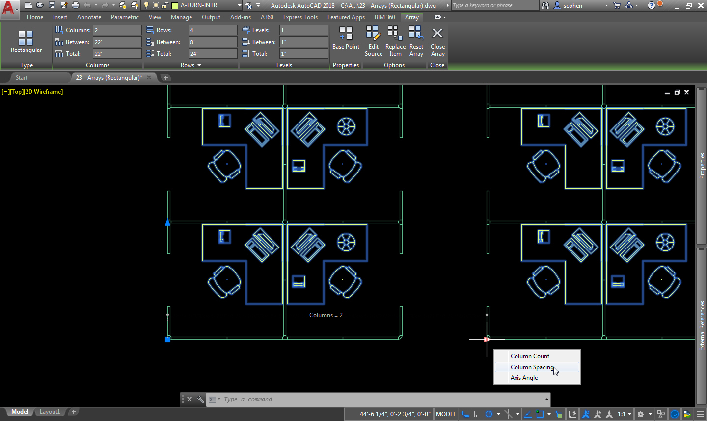 Arrays in AutoCAD: Multi-Functional Grip Menu