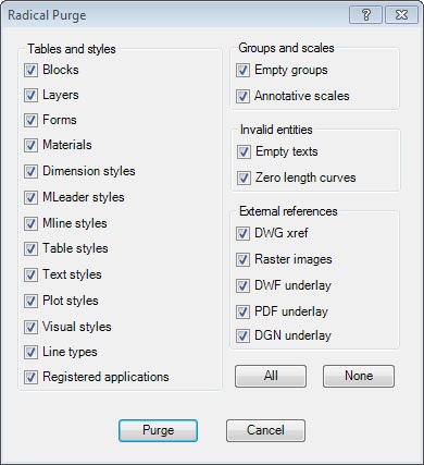 AutoCAD App Radical Purge