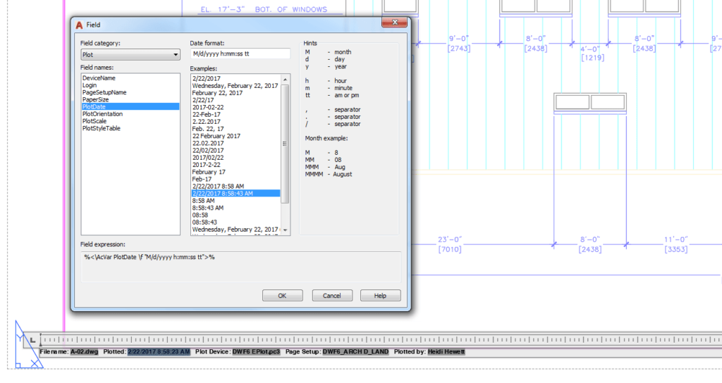 AutoCAD fields