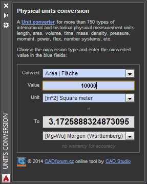 AutoCAD unit conversions app