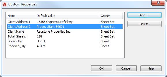 Custom Properties AutoCAD