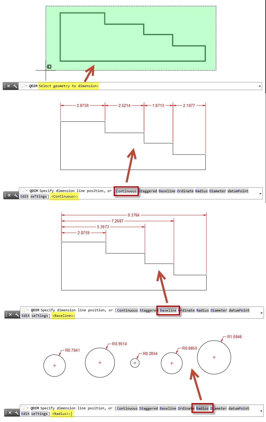 Quick Dimension AutoCAD