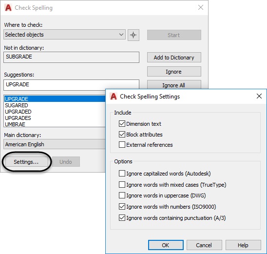 Check Spelling AutoCAD