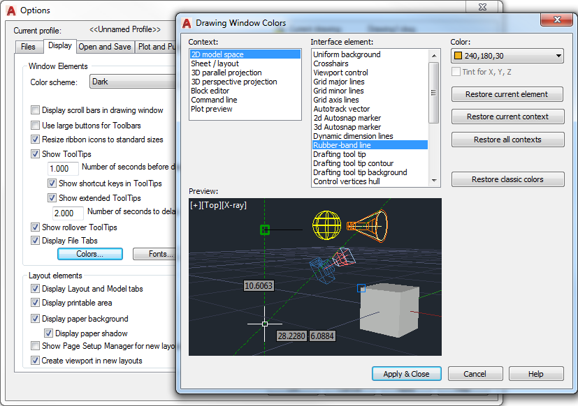 AutoCAD Graphics Updates: Rubber-Band Line Color