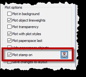 Plot stamp options AutoCAD