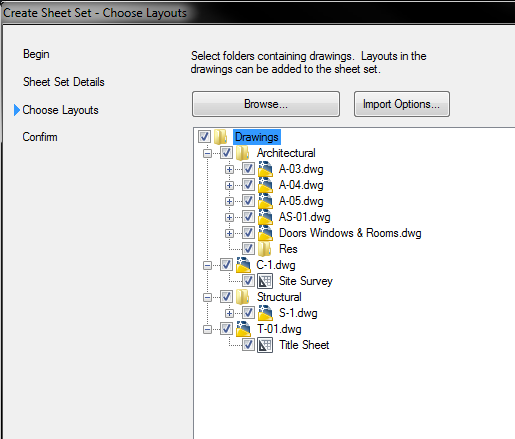 Creating Sheet Sets: Choose Layouts