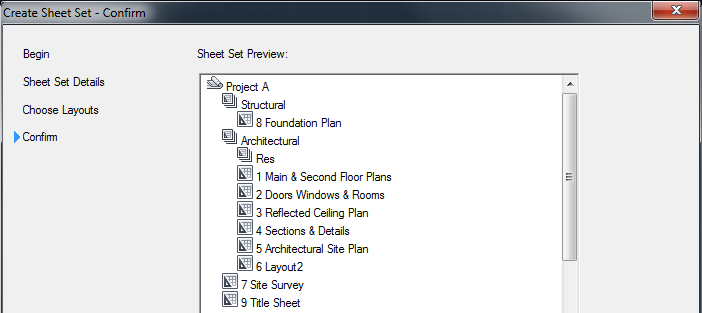 Creating Sheet Sets: Confirm