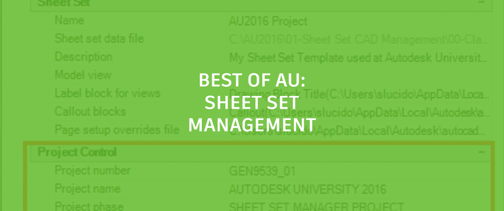 Sheet Set Manager in AutoCAD