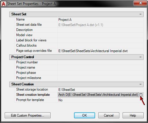 AutoCAD Sheet Set Properties