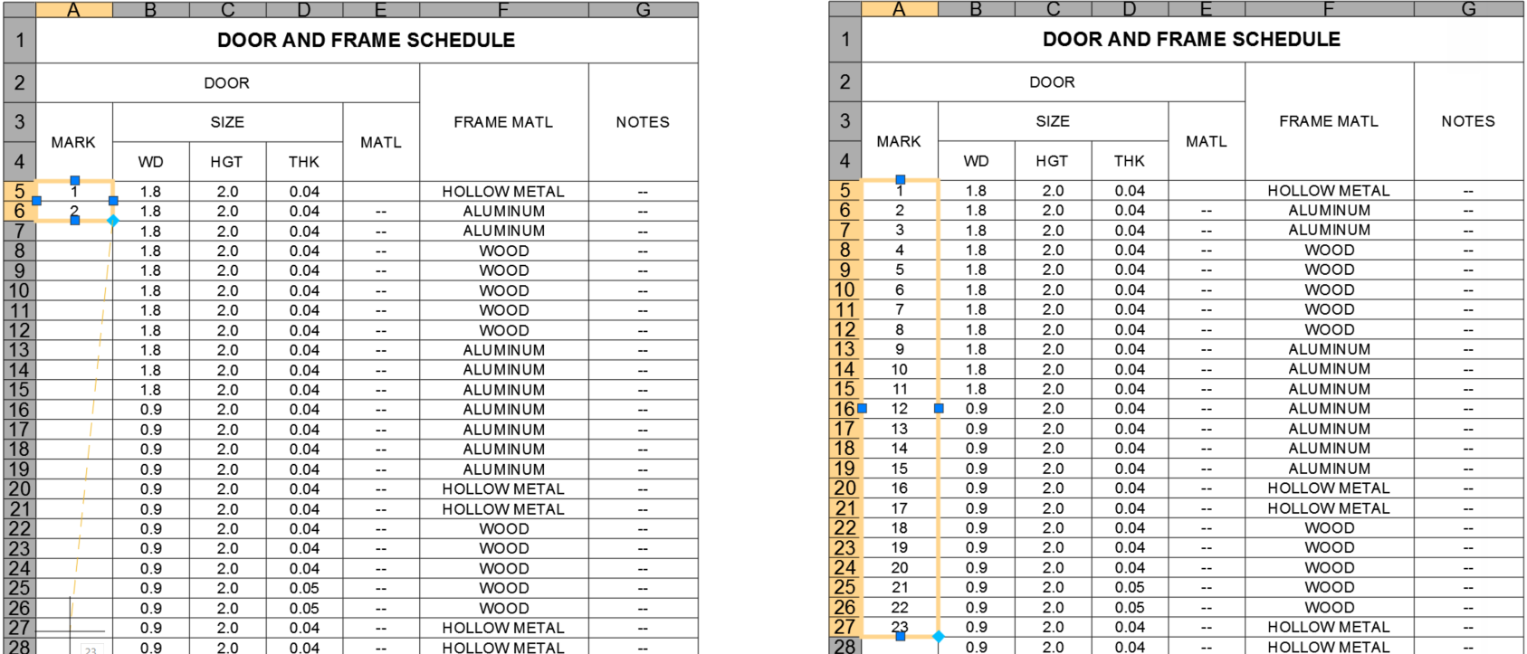 Autofill AutoCAD Table Cells