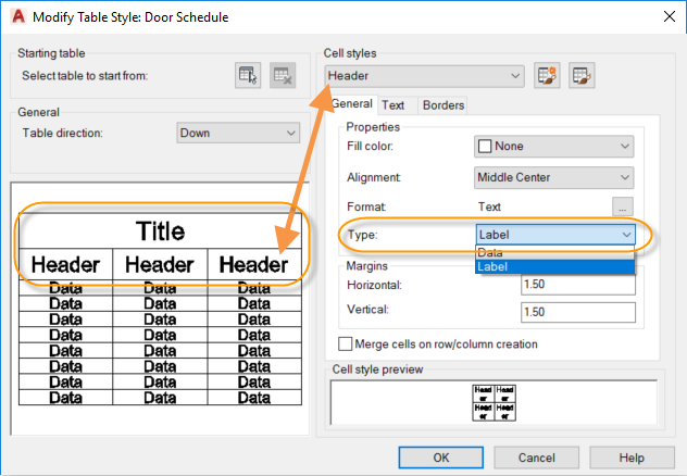 Repeating AutoCAD Table Labels