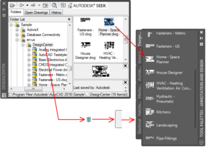 Create an AutoCAD tool palette tab using a DesignCenter shortcut menu.