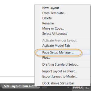 AutoCAD 2017 - Accessing the Page Setup Manager.