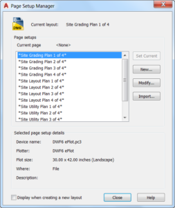 AutoCAD 2017 - Page Setup Manager.