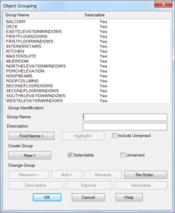 AutoCAD 2017 - Object Grouping dialog box.