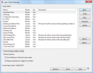 AutoCAD 2017 - Layer States Manager.