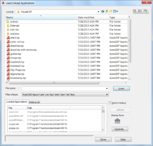 AutoCAD 2017 - Load/Unload Applications dialog box.