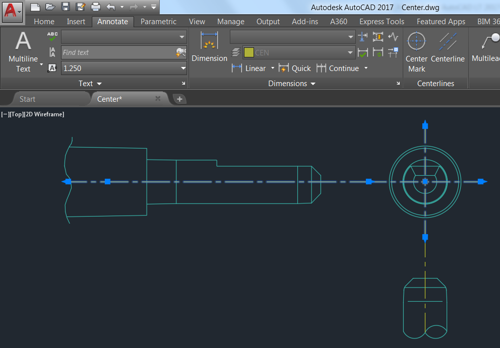 New in AutoCAD 2017: Centerlines & Center Marks