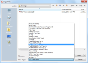 PDF file type in Import File dialog box