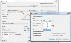 Dialog box for changing the vector output quality. PDF Import in AutoCAD 2017.