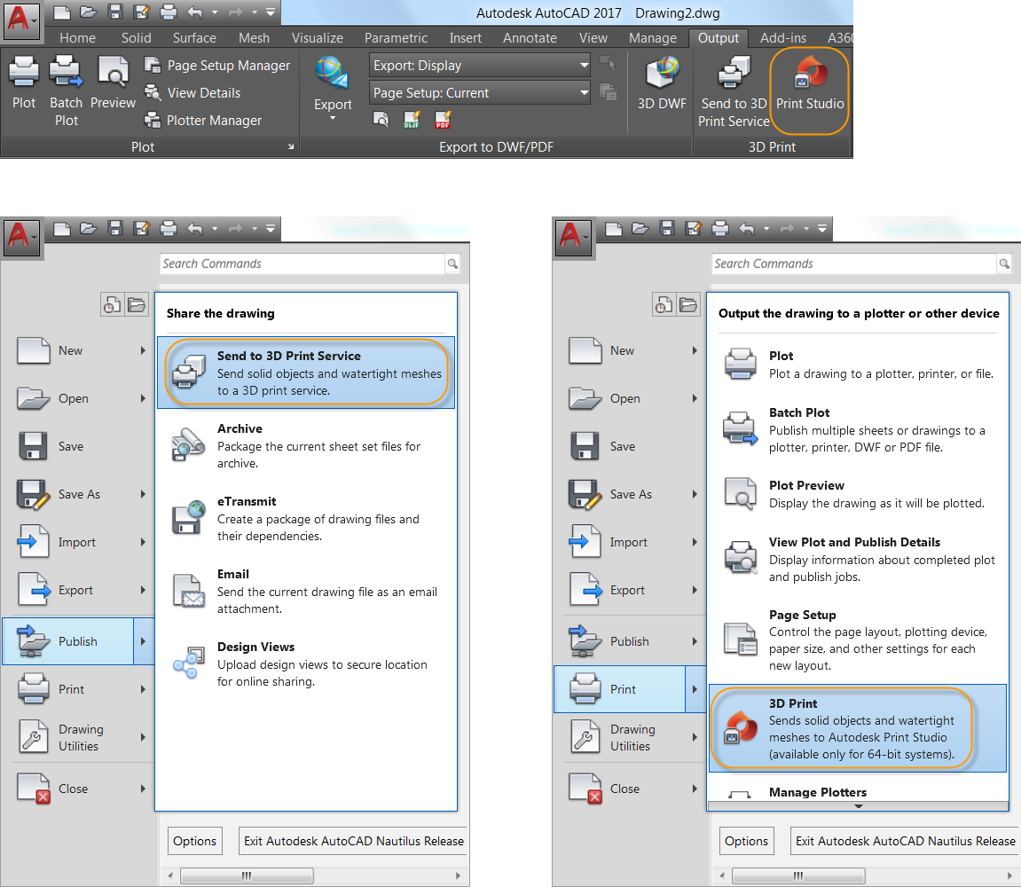 New in AutoCAD 2017 | Print Studio | Autodesk | 3D Printing