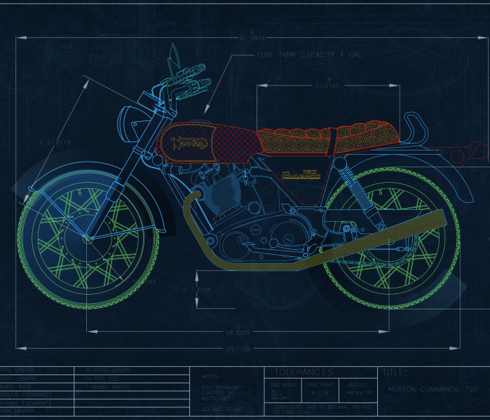 AutoCAD LT is best low-cost CAD. Motorcycle diagram.