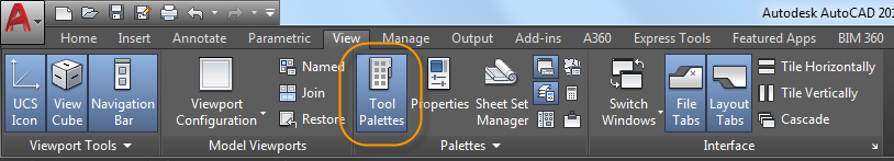 AutoCAD tool palette ribbon. AutoCAD Tuesday Tips.