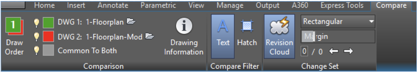 AutoCAD DWG Compare: Compare Ribbon Tab