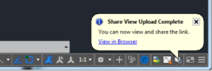 AutoCAD 2019 Shared Views: Upload Complete Notification