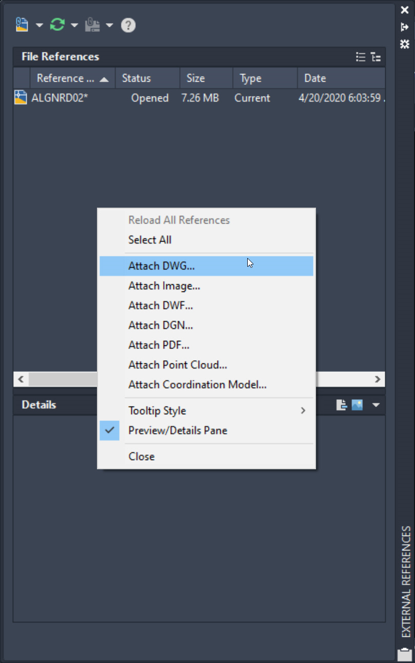 Attach DWG AutoCAD