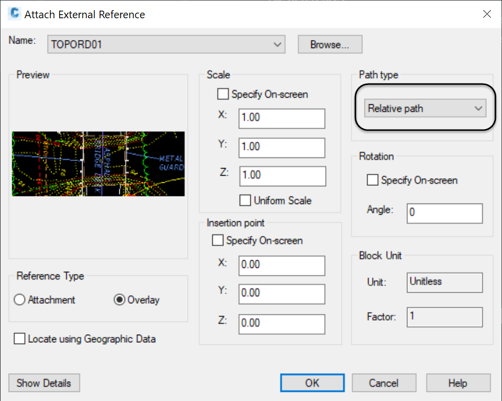 Relative Path DWG AutoCAD