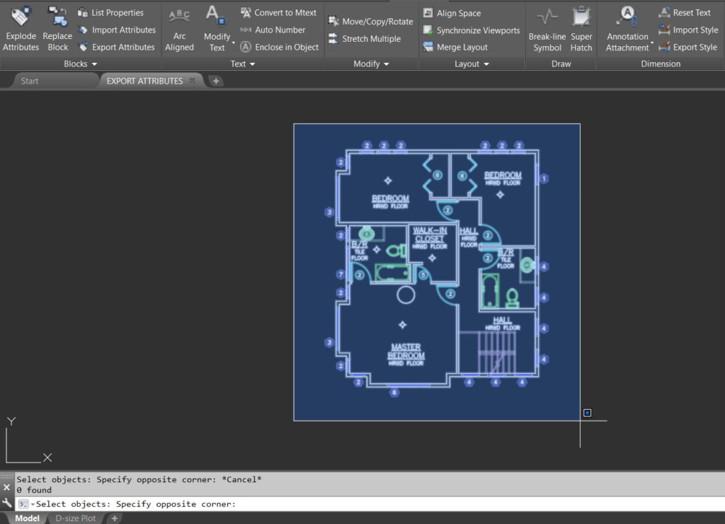 Export attribute data AutoCAD