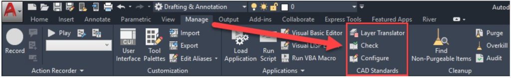 CAD Standards Manager Ribbon AutoCAD